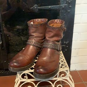 Frye brown boots with rivets, size 8-1/2 B